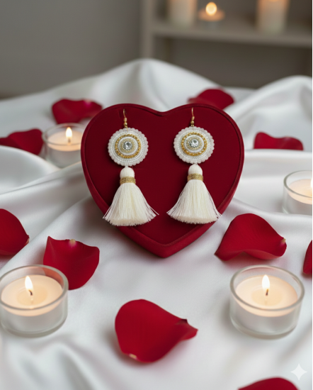 Háčkované dizajnové náušnice "Svadobný deň"